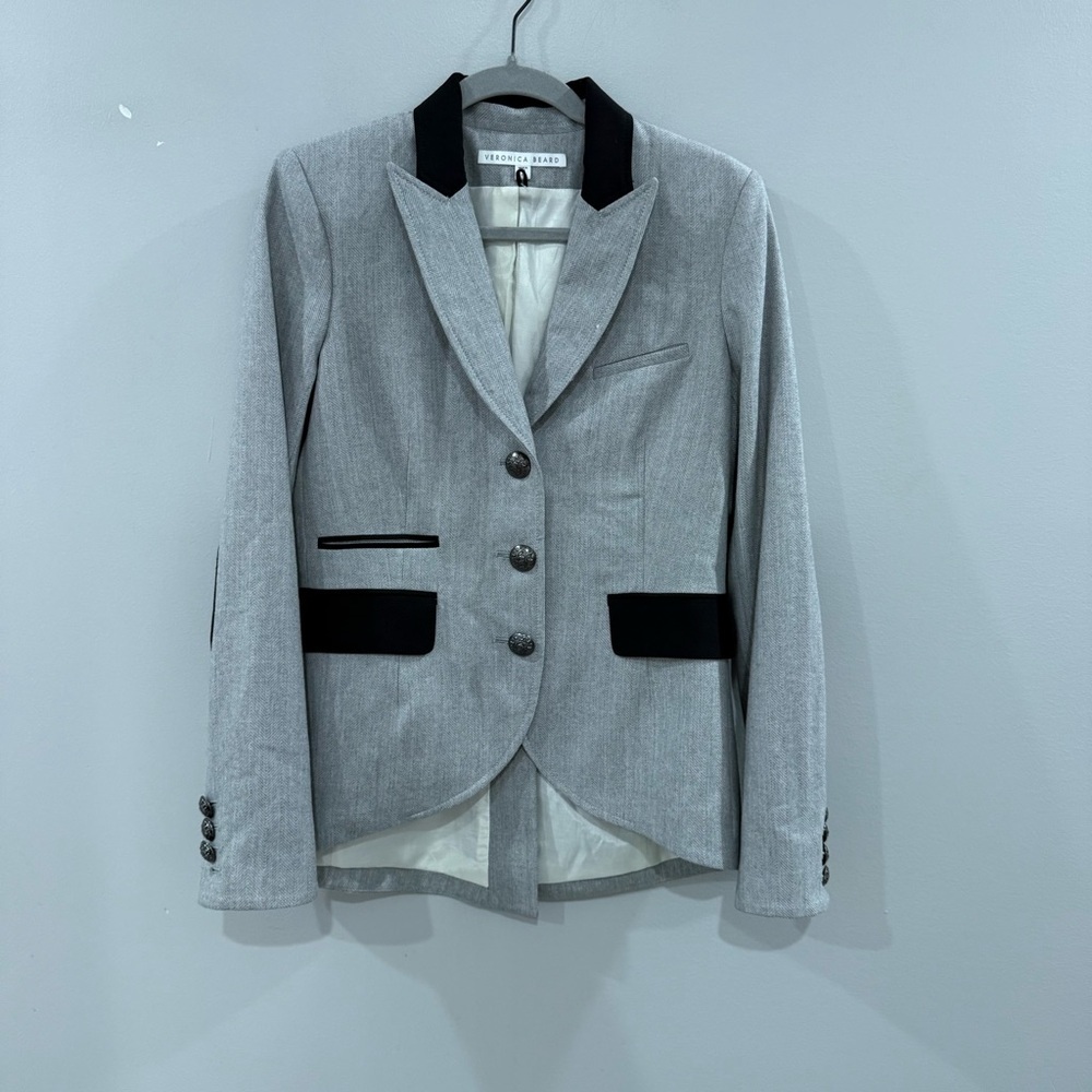 Veronica Beard Blazer Hudson Elbow Patch in Grey - Picture 3 of 8
